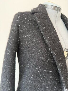 Only Black wool coat with white speckle accents and pockets